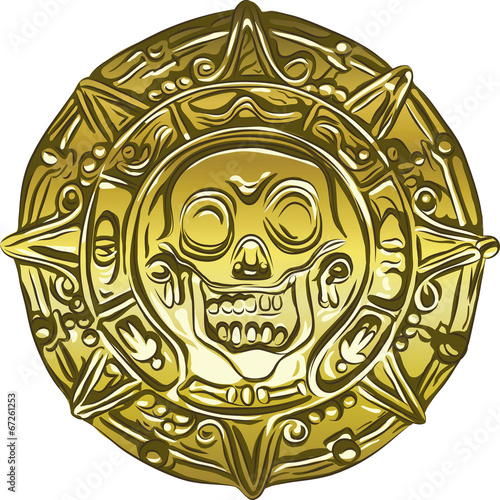 vector gold Money pirate coin with a skull