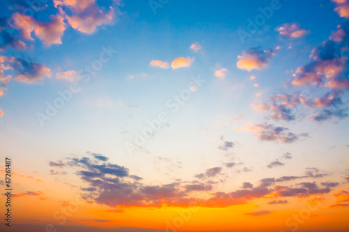 Yellow Blue Sunrise Sky With Sunlight