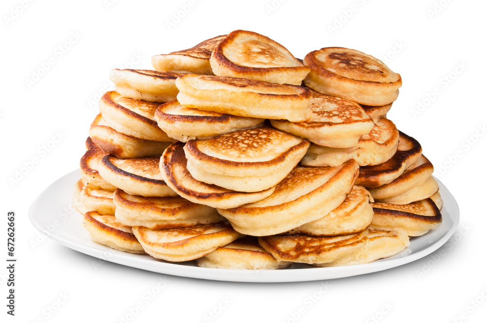 Pile Of Pancakes On A White Plate Rotated