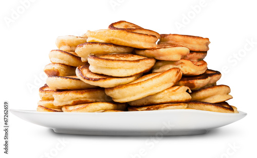 Pile Of Pancakes On A White Plate