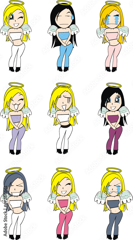kawaii chibi angel girl cartoon pack in vector format kawaii chibi angel girl cartoon pack in vector format