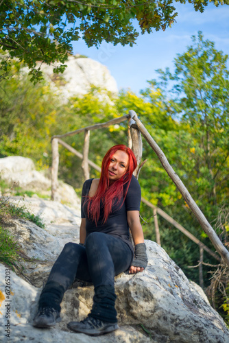 Tourist girl with red hair2 photo