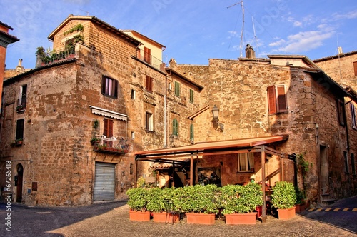 Outdoor cafe in the picturesque old town of Orvieto, Italy