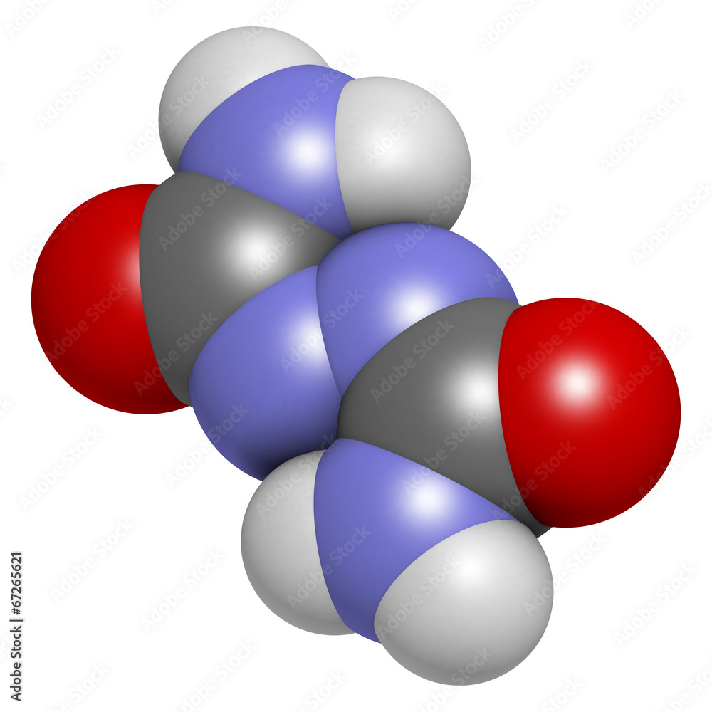 Azodicarbonamide food additive molecule. Used in bread baking. Azodicarbonamide food additive molecule. Used in bread baking.