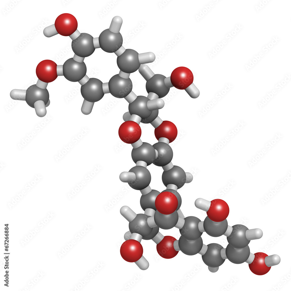 Silibinin (silybin) milk thistle molecule. Silibinin (silybin) milk thistle molecule.