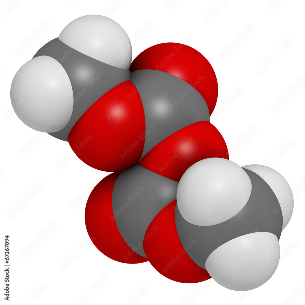Dimethyl dicarbonate (DMDC) beverage preservative molecule. Dimethyl dicarbonate (DMDC) beverage preservative molecule.