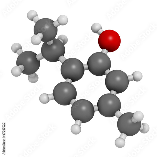 Thymol oil of thyme molecule. Present in kitchen herb Thymus.