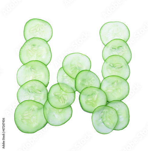 Letters and numbers alphabet of  cucumbers