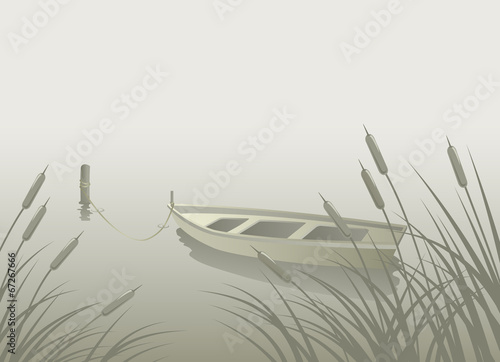 Lake Boat Reeds