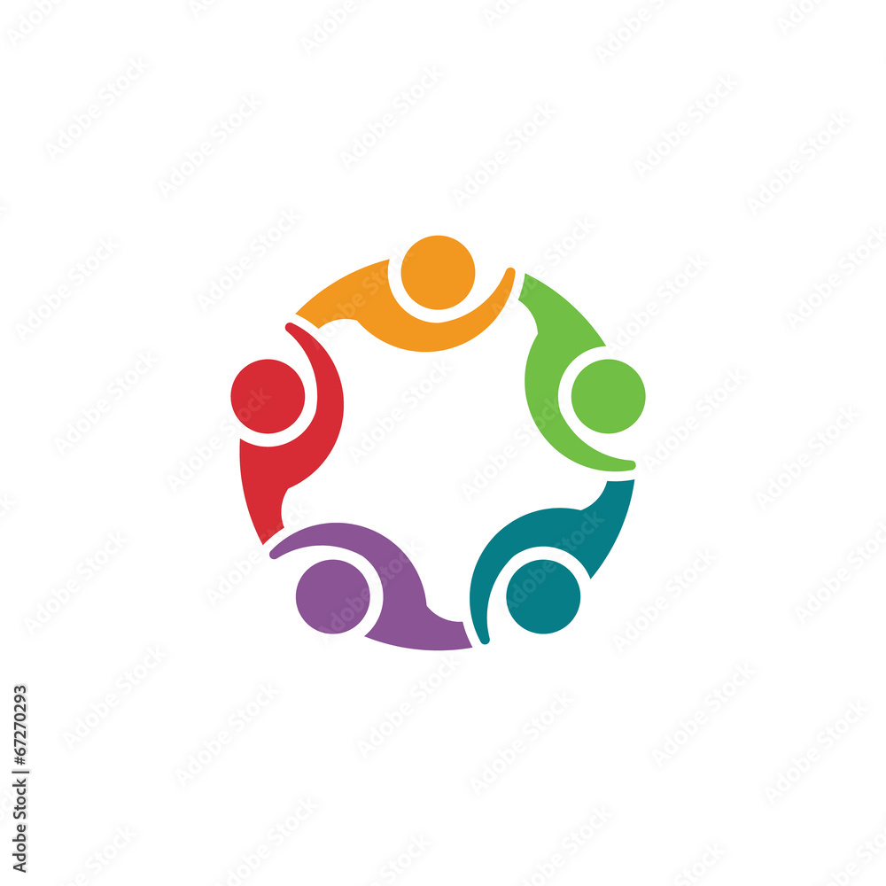 Obraz premium Team 5 congress.Concept group of connected people