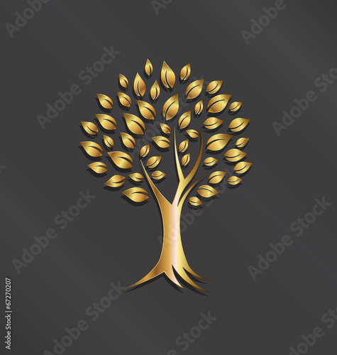 Tree plant gold image.Concept of abundance, wealth,good