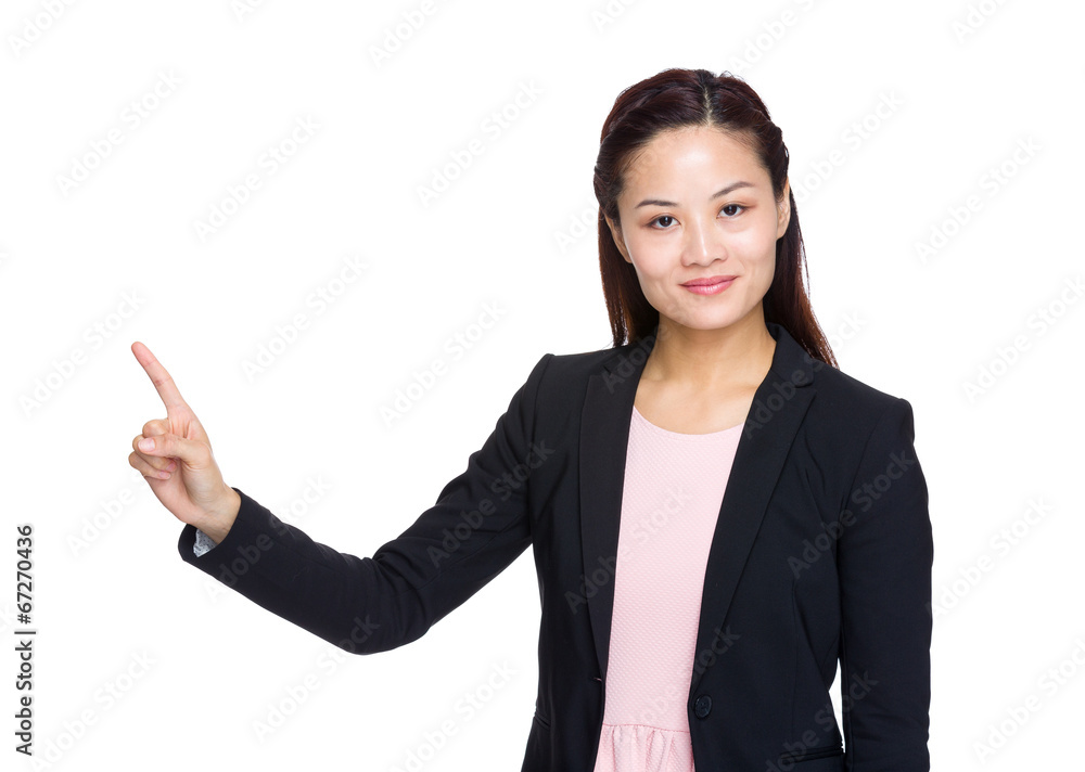 Asian business woman with finger point up Asian business woman with finger point up