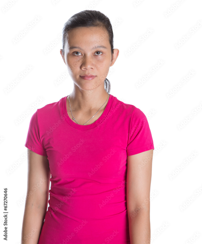 Female Asian athlete in sports attire over white background Female Asian athlete in sports attire over white background
