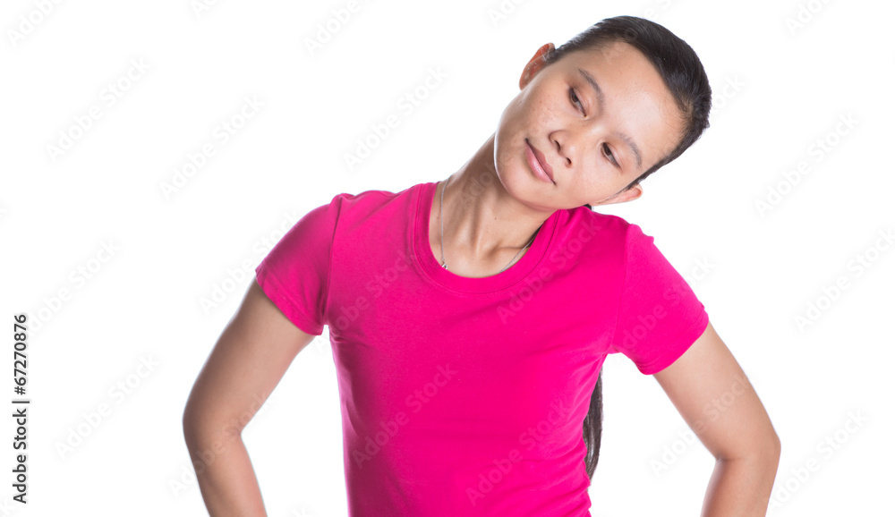 Female Asian in sports attire doing stretching exercise Female Asian in sports attire doing stretching exercise
