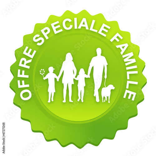 offre spéciale famille sur bouton web denté vert