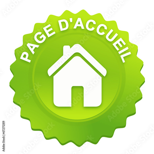 page d'accueil sur bouton web denté vert