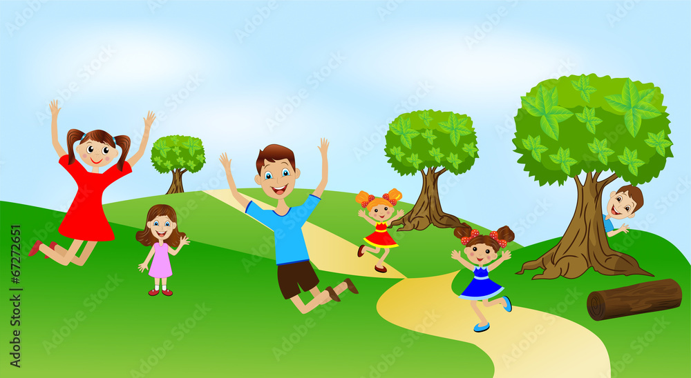children play the green lawn children play the green lawn