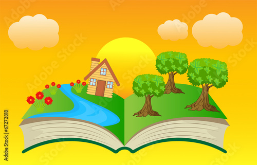 open book with summer landscape