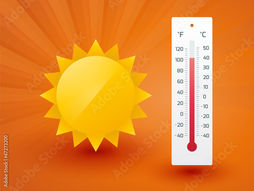 The yellow sun with thermometer