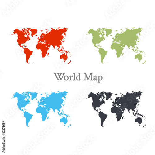World map set in different color