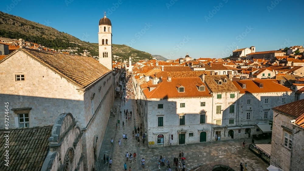 Stradun Street in Dubrovnik, Time-lapse, Dalmatia, Croatia Stradun Street in Dubrovnik, Time-lapse, Dalmatia, Croatia