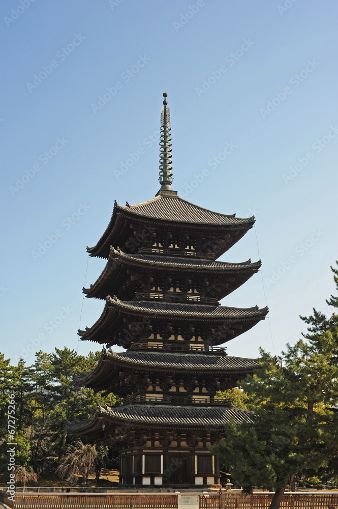 Temple Kōfuku-ji-Five-storied pagoda-2 Temple Kōfuku-ji-Five-storied pagoda-2