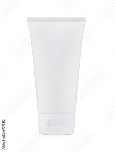 Blank white plastic cosmetics, paste or gel tube