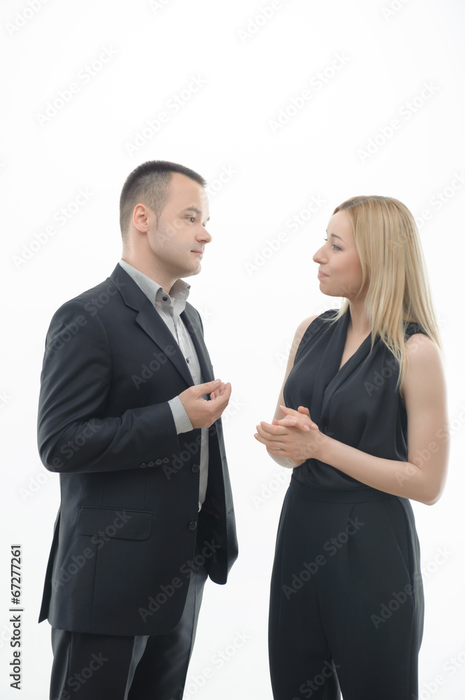 Work Colleagues arguing on white background Work Colleagues arguing on white background