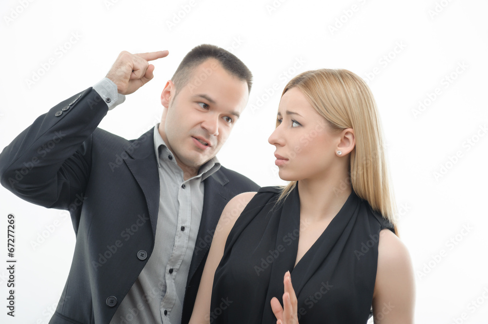 Work Colleagues arguing on white background Work Colleagues arguing on white background