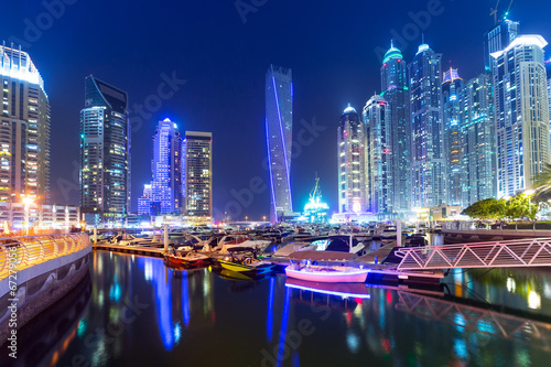 Dubai Marina at night, United Arab Emirates