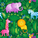 Bright seamless pattern with animals.
