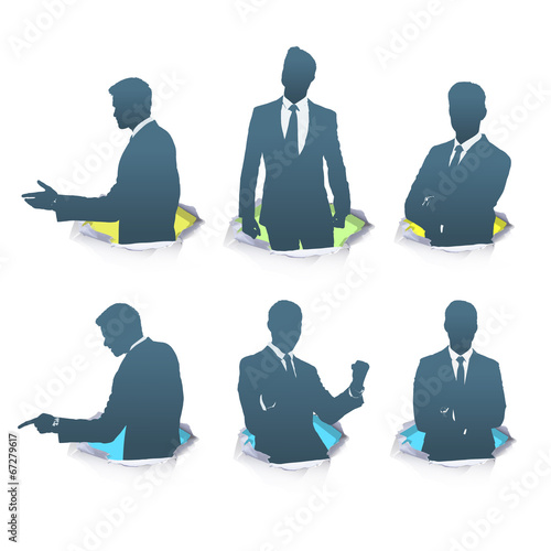 Set of silhouette of businessman. Vector design.