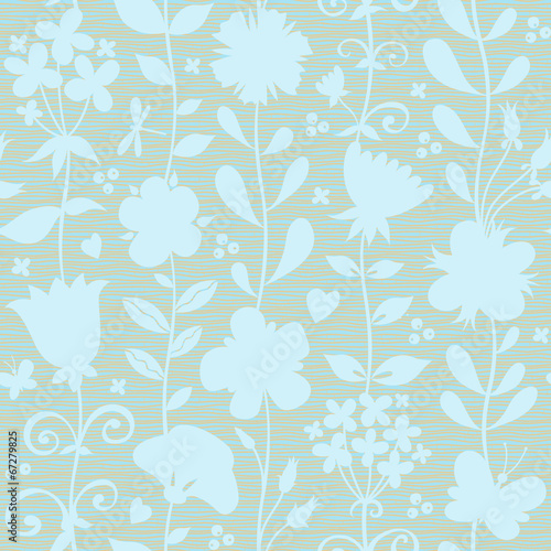 Seamless pattern with silhouettes flowers.