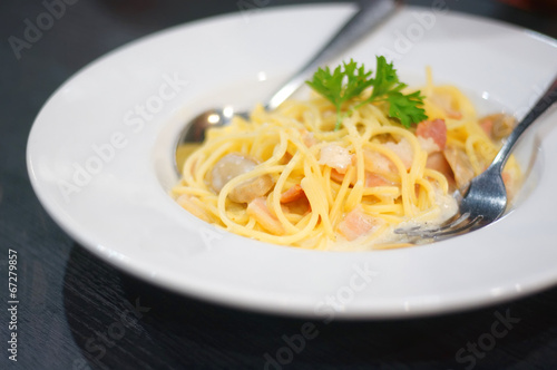 Spaghetti Carbonara with bacon
