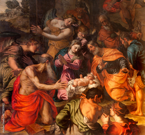 Verona - Nativity paint in church San Fermo Maggioreon The