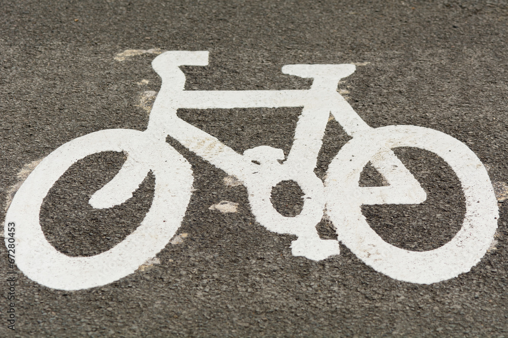 Cycle lane painted bicycle symbol Cycle lane painted bicycle symbol