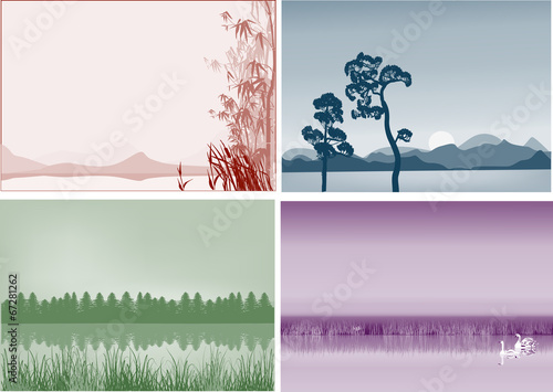 four landscapes with lakes