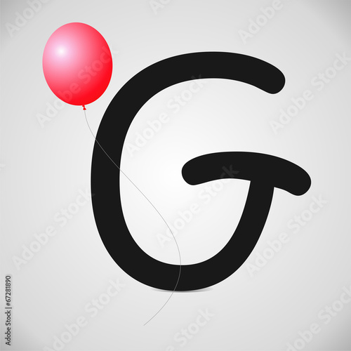 Letra G. Globo. Abecedario español. Ilustración infantil vectorial