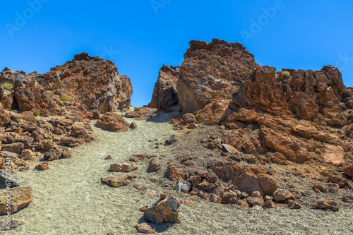 Desert of sand and volcanic rocks formed by the Teide volcano