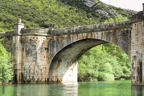Old Stone Bridge over Ebro River. photo
