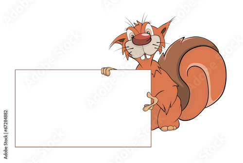 A squirrel with an empty blank cartoon