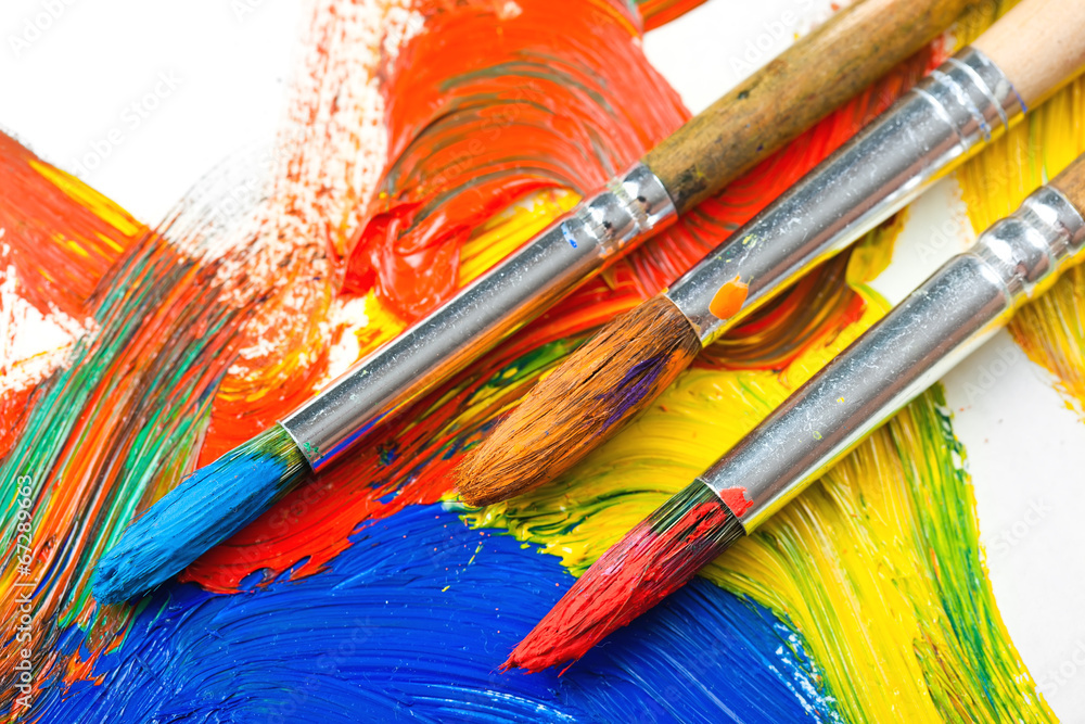 Fototapeta premium Paints and brushes