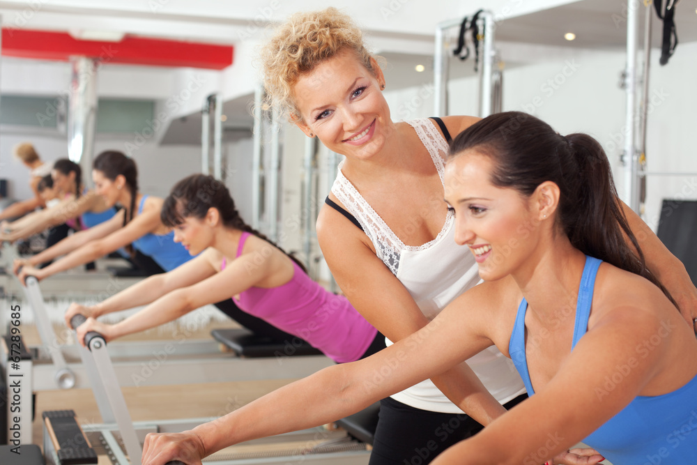 Women training in the gym