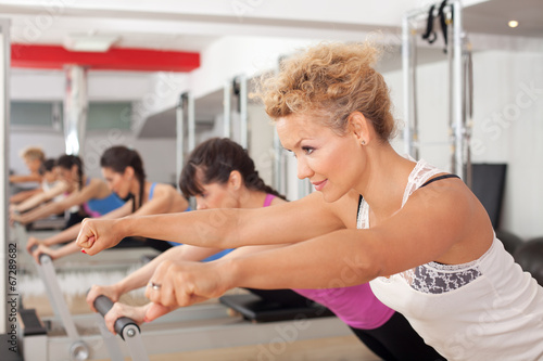 Women training in the gym