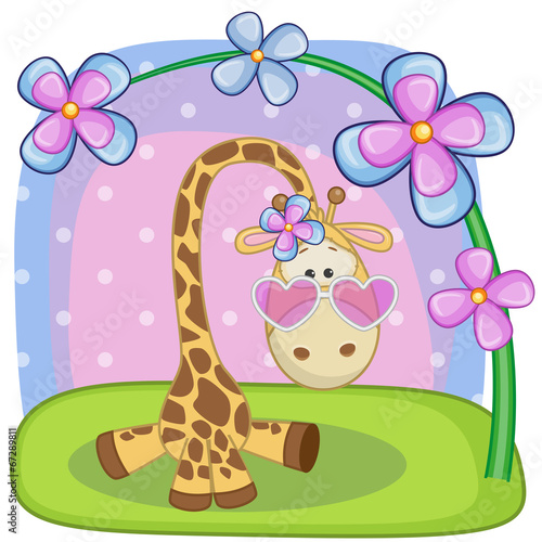 Giraffe with flowers