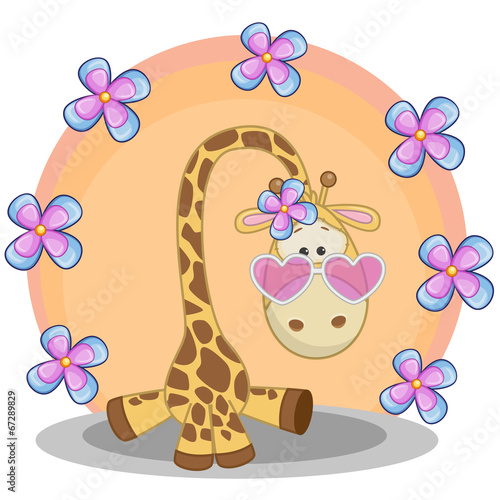 Giraffe with flowers