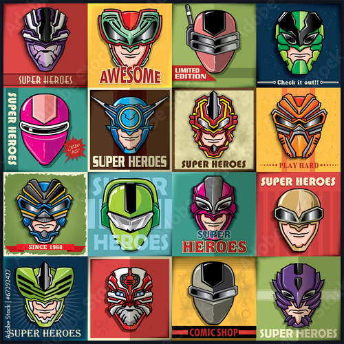 Vintage Super Heroes poster set design