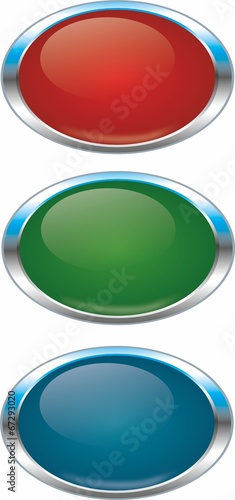 Metal buttons red, green, blue