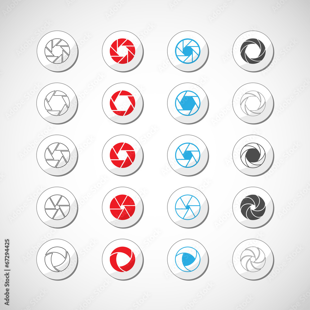 camera shutter icon set, vector eps10