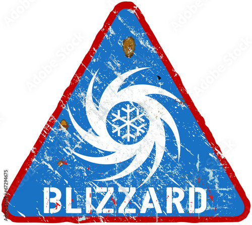 blizzard warning sign, heavy weathered, vector eps 10
